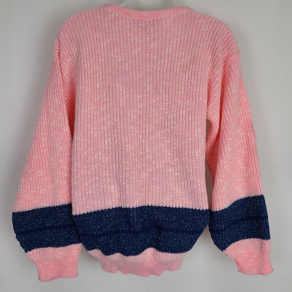 Vintage Weathered Blues Legendary 80's Pastel Pink Blue Sweater - Picture 3 of 6